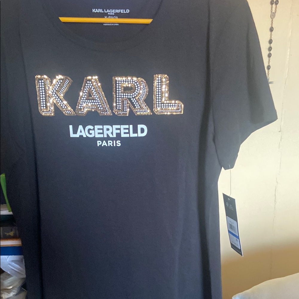 Karl Lagerfeld Black Dress with Gold Accents